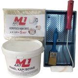 M1 Art Beyaz Su Bazlı Panel Kapı Boyası 3 kg Tava+Rulo+Örtü +Fırça -Set