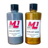 M1 Art Gümüş ve Altın Likit Varak 120 ml x 2 Adet Solvent Bazlı Canlı Renkler İçin Hazır Boyalar