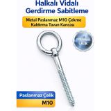 M10 Halkalı Vida Tavan Kancası, Paslanmaz Çelik, 7,5 cm Uzunluk, Salıncak, Hamak ve Boks Torbası Montajı için