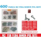 M2 Vida Seti-Somun -Pul Ysb 600 Parça Vida Boy 5-10-15-20 MM