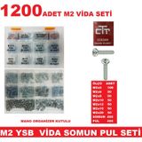 M2 Ysb Vida Seti 1200 Parça Metrik 2 MM Somun Vida Seti
