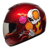 M201VR Skull Red Motosiklet Çocuk Kaskı Full Face Kids Kask - Çok Renkli