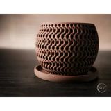 M2s Dijital Modern Dalga Desenli Dekoratif Saksı - 3D Tasarım Tabaklı Çiçeklik