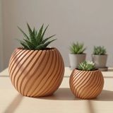 M2S Vortex-Bloom – Parametrik Tasarım Modern Dekoratif Saksı - Kahverengi