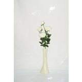 M3 Decorium 40 cm Krem Rengi İşlemeli Vazo Beyaz Gül