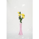 M3 Decorium 40 cm Pembe İşlemeli Vazo Sarı Gül