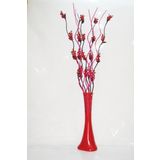M3 Decorium 5 Kırmızı Üzüm 5 Fuşya Uzun Dallı 60 cm Kırmızı Desenli Vazo