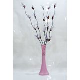 M3 Decorium 5 Mor 20 Salkım Üzüm Dallarında 60 cm Pembe Desenli Uzun Vazo