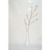 M3 Decorium 60 cm Beyaz İşlemeli Vazo Beyaz Bahar Dalı
