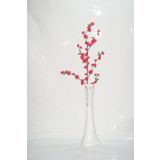 M3 Decorium 60 cm Beyaz İşlemeli Vazo Fuşya Bahar Dalı