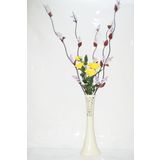 M3 Decorium 60 cm Desenli Krem Rengi Vazo 5 adet Mor Üzüm Sarı Gül