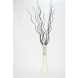 M3 Decorium 60 cm Desenli Krem Vazo 10 Adet Siyah Dal