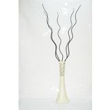 M3 Decorium 60 cm Desenli Krem Vazo 5 Adet Siyah Dal