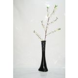M3 Decorium 60 cm Desenli Siyah Vazo Beyaz Bahar Dalı