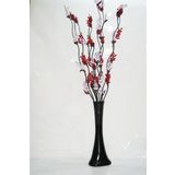 M3 Decorium 60 cm Desenli Uzun Siyah Vazo 10 Adet Kırmızı Mor Üzüm