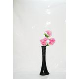 M3 Decorium 60 cm Desenli Uzun Siyah Vazo Pembe Ortanca