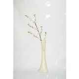 M3 Decorium 60 cm Krem Rengi İşlemeli Vazo Beyaz Bahar Dalı