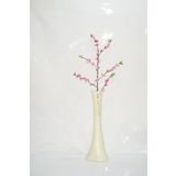 M3 Decorium 60 cm Krem Rengi İşlemeli Vazo Pembe Bahar Dalı