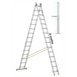 M3 Decorium 8 Metre Sürgülü Alüminyum Merdiven 4x2m A Tipi Katlanır Teleskopik Çok Amaçlı İnşaat Yangın Çatı Akordeon Merdiveni Kalın Profil İş Güvenlik - Gümüş Gri