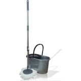 M3 Decorium Büyük 19 Lt. Mikrofiber Döner Başlıklı Otomatik Kendinden Sıkmalı Yassı Tekerlekli Mop Mob Temizlik Seti Paspas Takımı Uzun Döner Hareketli Başlıklı Saplı