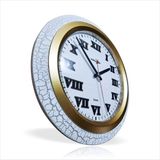 M3 Decorium Büyük 35 cm Çatlatma Beyaz Çerçeve Romen Rakkamlı Akrilik Bombe Camlı Sessiz Çalışan Duvar Saati - 35 x 35 cm