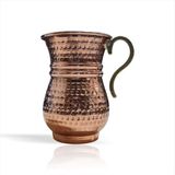 M3 Decorium Büyük Antik Retro Dövme Bakır Kalaylı Iç Yüzey Pirinç Kulplu Fıçı Bardak Kupa Fincan Sütlük Maşrapa