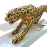 M3 Decorium Büyük Dev Ebat 50cm Altın Yaldız Varak Renk Yürüyen Leopar Aslan Kedi Kaplan Maketi Biblosu Heykeli