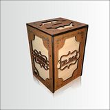 M3 Decorium Büyük Kahverengi Krem Ahşap Bahşiş Bağış Tipbox Money Bank Kutusu Kabartma Yazı Sağlam Yerli Kumbara