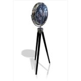 M3 Decorium En Büyük Tripod Tripot 3 Ayaklı Saat Dışarıdan Görünen Gerçek Döner Çarklı Krom Çerçeveli Camlı Yer İstasyon Vitrin Köşe Salon Koridor Eşsiz Hediyelik Masa Duvar Yer Saati