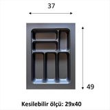 M3 Decorium Kesilebilir Çekmece İçi Kaşıklık 37x49 cm Esnek Ayarlanabilir 6 Gözlü Mutfak Çatal Biçak Düzenleyici Kaşık Kutusu Bölmeli Organizer