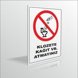 M3 Decorium Klozete Kağıt vb. Atmayınız 18x24cmx3mm İkaz Uyarı Levhası