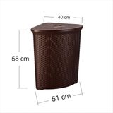 M3 Decorium Köşe Için Plastik Üçgen Hasır Örgü Desenli Kirli Çamaşır Sepeti
