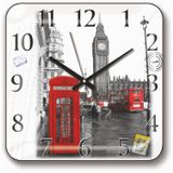 M3 Decorium Londra Kırmızı Telefon Kulubesi Saat Kulesi Otobüslü Duvar Saati