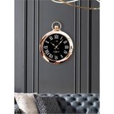 M3 Decorium Parlak Altın Nikelajlı Çerçeve Beyaz Romen Rakkamlı Siyah Zemin Bombe Cam Köstekli 42 cm Duvar Saati - 32 x 43 cm