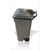 M3 Decorium Pedallı Tekerlekli Çöp Kovası Saplı Kapaklı Mutfak Ev Ofis Restaurant İşyeri Kuaför Çöp Kutusu Büyük Boy Sanayi Tipi Konteyner Depo - Gri - 75x46 cm