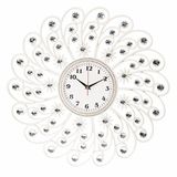 M3 Decorium Polyester Döküm Ayna Taşlı Beyaz Ferforje Desenli Duvar Saati