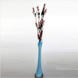M3 Decorium Uzun 15 Kırmızı Salkım Üzümlü 5 Siyah Dal Çatlatma Şeffaf Transparan Buz Mavisi 80 cm Konik Cam Vazo