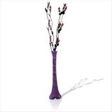 M3 Decorium Uzun 15 Kırmızı Salkım Üzümlü 5 Siyah Dal Çatlatma Şeffaf Transparan Uzun Mor Konik Cam Vazo 80 cm