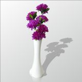 M3 Decorium Uzun Fil Ayağı 40 cm Akrilik Beyaz Vazo Mor Çiçekler