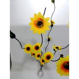 M3 Decorium Uzun Sarı 5 Adet 160cm Ayçiçeği Gündoğdu Çiçeği Dallar Dengeli Devrilmez Geniş Taban 40 cm Cam Vazo