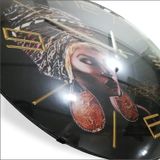 M3 Decorium Zenci Esmer Kadın Kız Başı Resimli 35 cm Bombe Camlı Ev Ofis Ana Okulu Duvar Saati