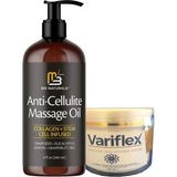 M3 Naturals Anti-Cellulite Massage Oil 240 ml+ Variflex Bacak Bakım 100 ml Krem Selülit Giderici Etki ile Kadınlar İçin - 1li