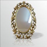 M3Decorium 103Cm Gold Altın Sarı Yaldız İşlemeli Oymalı Desenli Rustik Ahşap Görünümlü Duvar Boy Aynası