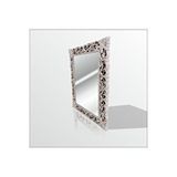 M3decorium 45x60cm Eskitme Rustik İşlemeli Krem Boy Banyo Duvar Salon Aynası Gri
