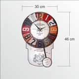 M3decorium 46 Cm Büyük Sarkaçlı Renkli Dart Desenli Görünümlü Duvar Saati