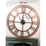 M3Decorium Bakır Renk Büyük 120 Cm Ahşap Mdf Kadran 40 Cm Akrep 32 Cm Yelkovan Roma Rakkamlı Duvar Saati