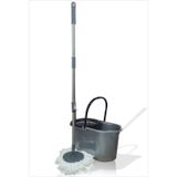 M3Decorium Büyük 19 Lt. Mikrofiber Döner Başlıklı Otomatik Kendinden Sıkmalı Yassı Tekerlekli Mop Mob Temizlik Seti Paspas Takımı Uzun Döner Hareketli Başlıklı Saplı