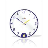 M3Decorium Büyük 35 Cm Bombe Camlı Sarı Lacivert Beyaz Sessiz Duvar Saati