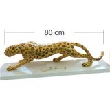 M3Decorium Büyük Dev Ağır 80 Cm Altın Leopar Aslan Arslan Kedi Kaplan Biblosu Heykeli Büstü