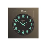 M3Decorium Büyük Ebat Siyah Zemin Kalın Rakkam 35 Cm Bombe Camlı Sessiz Çalışan Fosforlu Duvar Saati